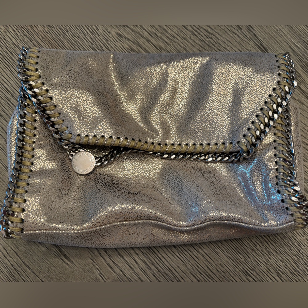 Metallic Chain-Trim Clutch by Stella McCartney